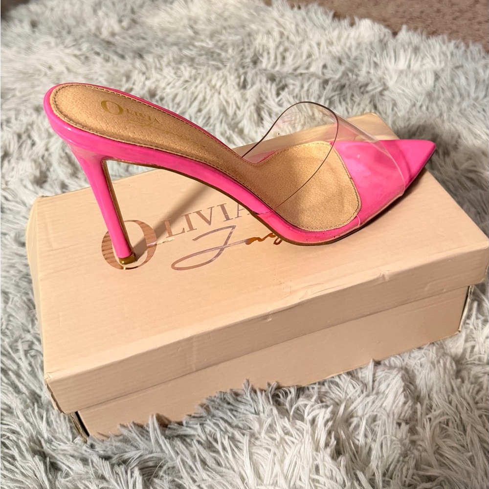Pink Clear Strap Stiletto Mule - Picture 2 of 6